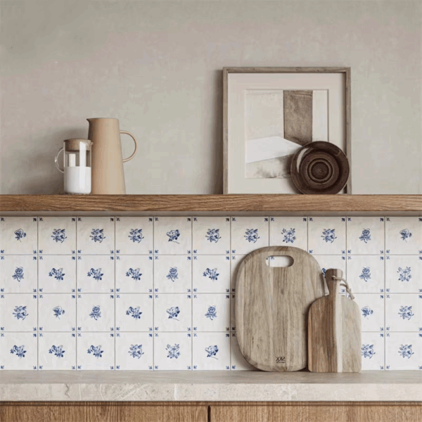 French Blue Flower Delft Tiles 123x123 MM กระเบื้องเซรามิกวินเทจ - Image 7