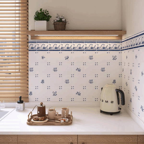 French Blue Flower Delft Tiles 123x123 MM กระเบื้องเซรามิกวินเทจ - Image 8