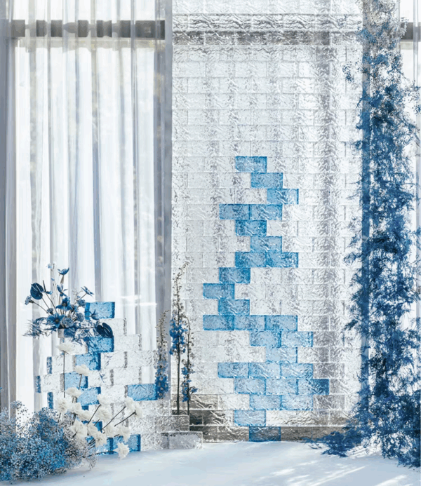 BLUE ICE GLASS BRICK อิฐบล๊อกแก้วใส สีฟ้า 200*100*50 MM - Image 2