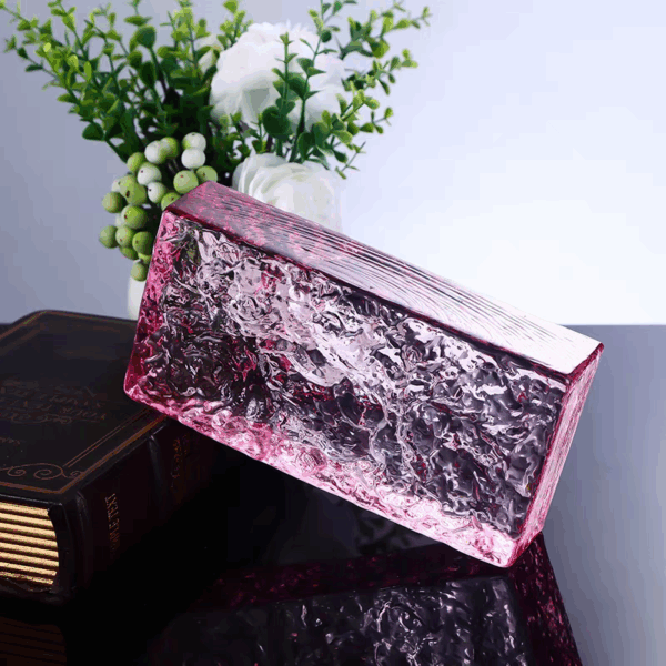 PINK ICE GLASS BRICK อิฐบล๊อกแก้วใส สีชมพู 200*100*50 MM - Image 2