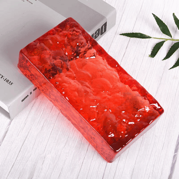 RED ICE GLASS BRICK อิฐบล๊อกแก้วใส สีแดง 200*100*50 MM - Image 2
