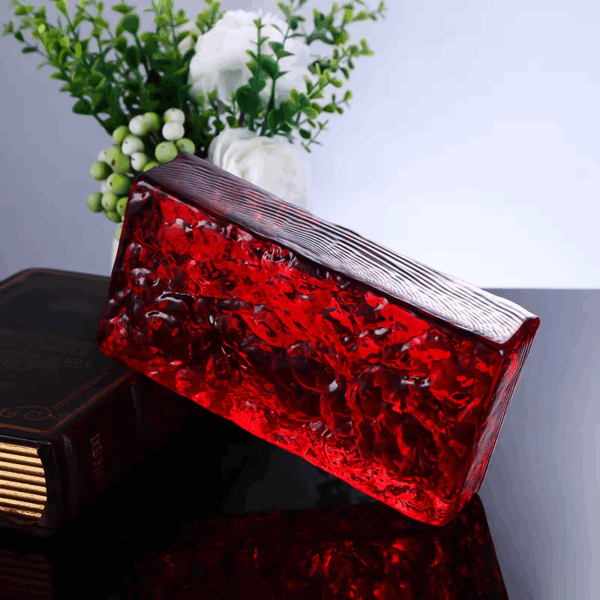 RED ICE GLASS BRICK อิฐบล๊อกแก้วใส สีแดง 200*100*50 MM - Image 3