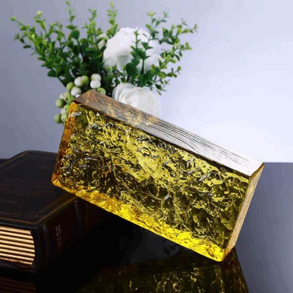 YELLOW ICE GLASS BRICK อิฐบล๊อกแก้วใส สีเหลือง 200*100*50 MM - Image 4