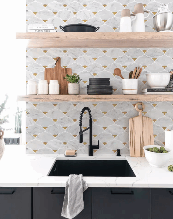 Lucky Cloud Mosaic Tiles กระเบื้องหินอ่อนทรงพัด 237×298 MM. - Image 4